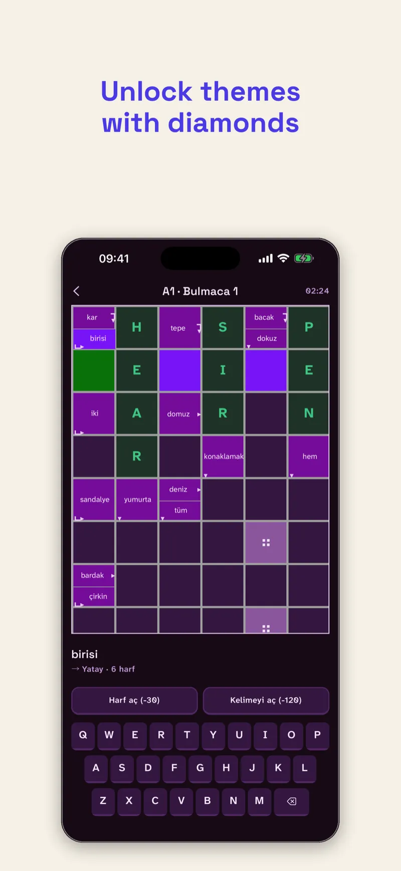 A grid in the purple dark theme